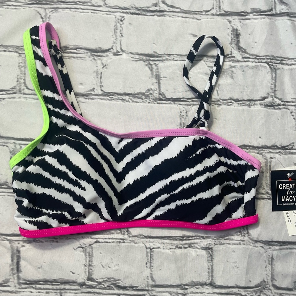 Zebra Print with Neon Accents Bikini Top